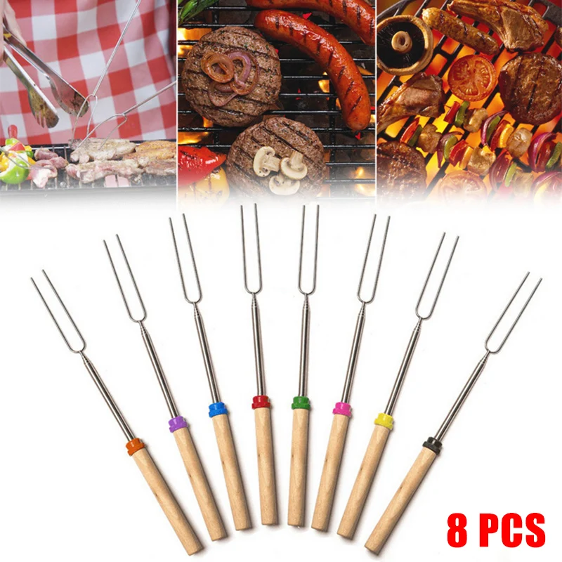 8pcs Telescopic BBQ Roasting Sticks Extendable Stainless Steel Forks with Wooden Handle HK3
8pcs Telescopic BBQ Roasting Sticks Extendable Stainless Steel Forks with Wooden Handle HK3