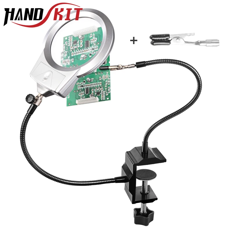 Увеличительное стекло Handskit для сварки третья рука светодиодный LED лупа