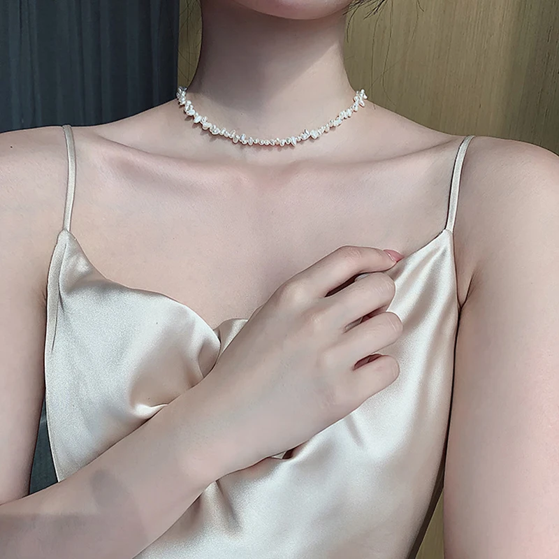 

Цепочка-ожерелье Женская из натурального жемчуга Колье чокер с бусинами в стиле барокко