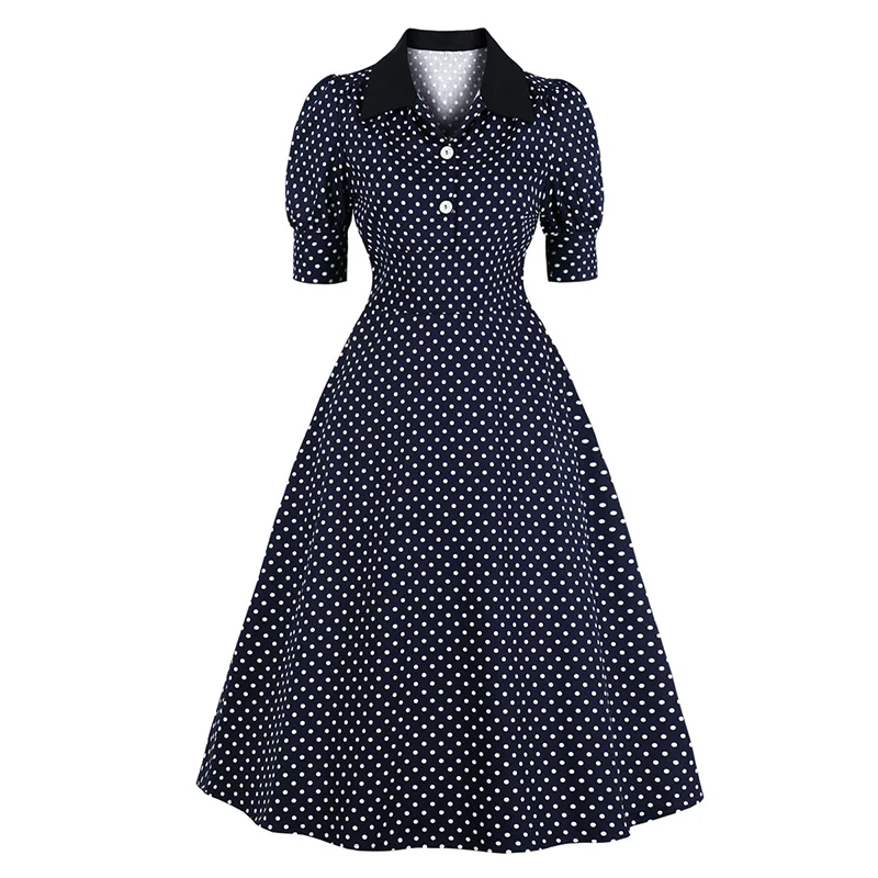 Women Summer Short Sleeve Polka Dot Printed Vintage Retro 50s 60s pin up Rockabilly Party Knee Length Skater dress for ladies
Women Summer Short Sleeve Polka Dot Printed Vintage Retro 50s 60s pin up Rockabilly Party Knee Length Skater dress for ladies
