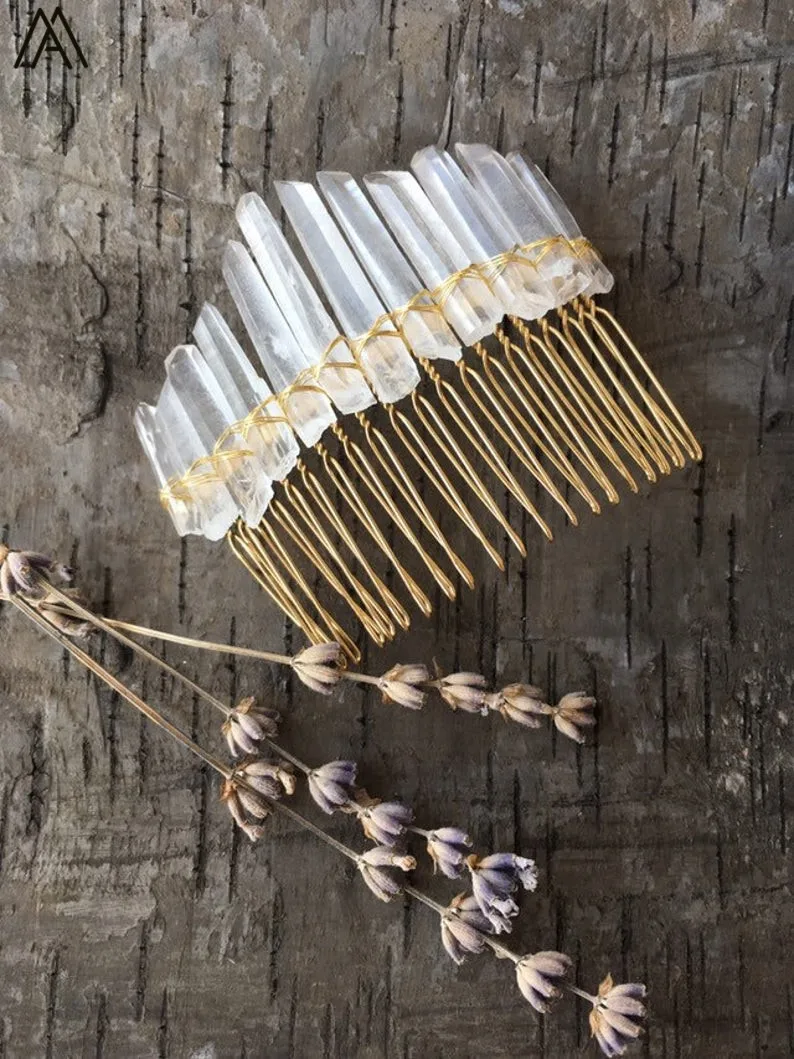 5PCS Silvery Gold Wire Wrapped White AB Quartz Point Hair Combs Tiara For Women Crystal Combs Wedding Hair Jewelry HG035AMAA.E
5PCS Silvery Gold Wire Wrapped White AB Quartz Point Hair Combs Tiara For Women Crystal Combs Wedding Hair Jewelry HG035AMAA.E