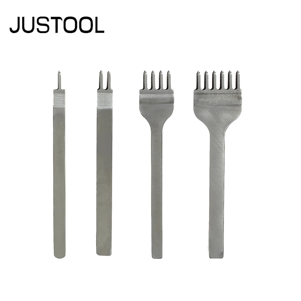 

JUSTOOL Leather Craft Tool Stitching Sewing Punches 4mm Hole Punches 1+2+4+6 Prong Lacing Stitching Punch Leather Craft Tools