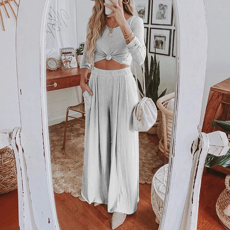 Outfits for Women Two Piece Set Club Sexy Fashion Matching Woman Tops + Pants Casual Pullover O-Neck Long-sleeve Tops Suits 2021
Outfits for Women Two Piece Set Club Sexy Fashion Matching Woman Tops + Pants Casual Pullover O-Neck Long-sleeve Tops Suits 2021