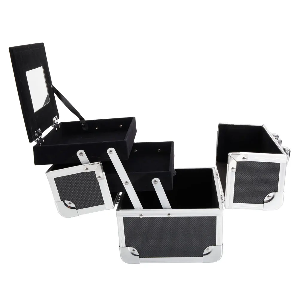 Black and Silver small cosmetic case for women travel ,pink,for purse,with mirror ,handle and drawers 190823212
Black and Silver small cosmetic case for women travel ,pink,for purse,with mirror ,handle and drawers 190823212