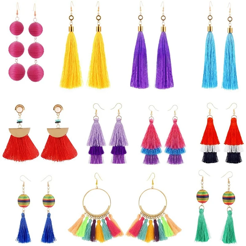 11 Pairs Colorful Tassel Earrings Dangle Earrings for Women Fashion, Thread Earrings Fringe Earrings for Teens Gilrs
11 Pairs Colorful Tassel Earrings Dangle Earrings for Women Fashion, Thread Earrings Fringe Earrings for Teens Gilrs