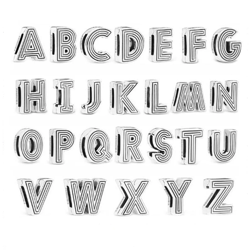 Letter A-Z Charm 100% 925 Sterling Silver Letters Bead Charm Fit Original Bracelet Diy Jewelry