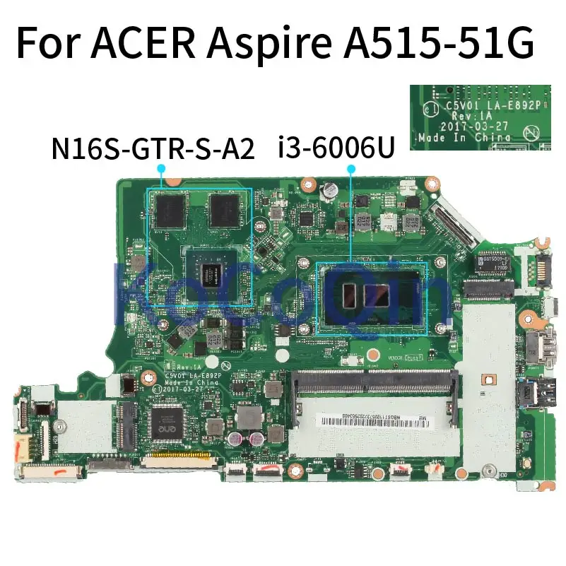 Материнская плата для ноутбука ACER Aspire A515-51G A615-51G A615-51 I3-6006U GTX940M материнская плата для ноутбука C5V01 LA-E892P SR2UW DDR4
Материнская плата для ноутбука ACER Aspire A515-51G A615-51G A615-51 I3-6006U GTX940M материнская плата для ноутбука C5V01 LA-E892P SR2UW DDR4