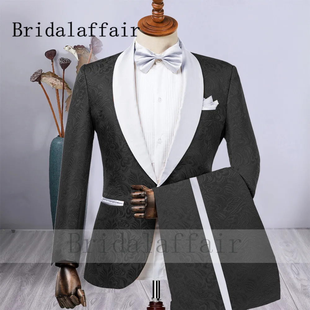 2022 черный смокинг для жениха Bridalaffair на заказ шаль с лацканами однобортный