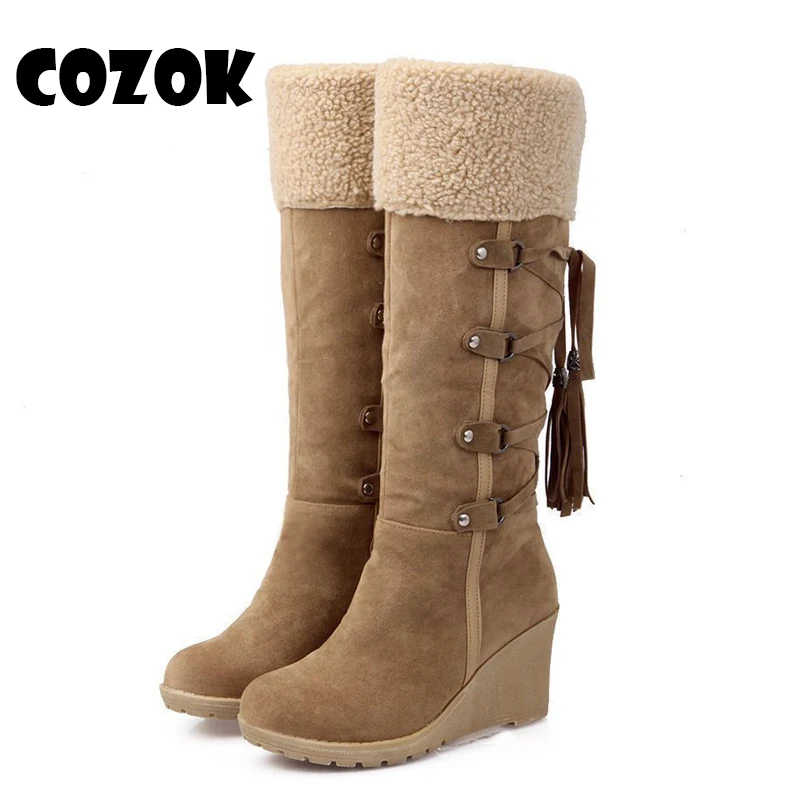 COZOK Women Winter Mid-calf Boots Wedges High Heel Round Toe Boots Silp-On Winter Warm Boots Women's Botas Plus Size 43
COZOK Women Winter Mid-calf Boots Wedges High Heel Round Toe Boots Silp-On Winter Warm Boots Women's Botas Plus Size 43