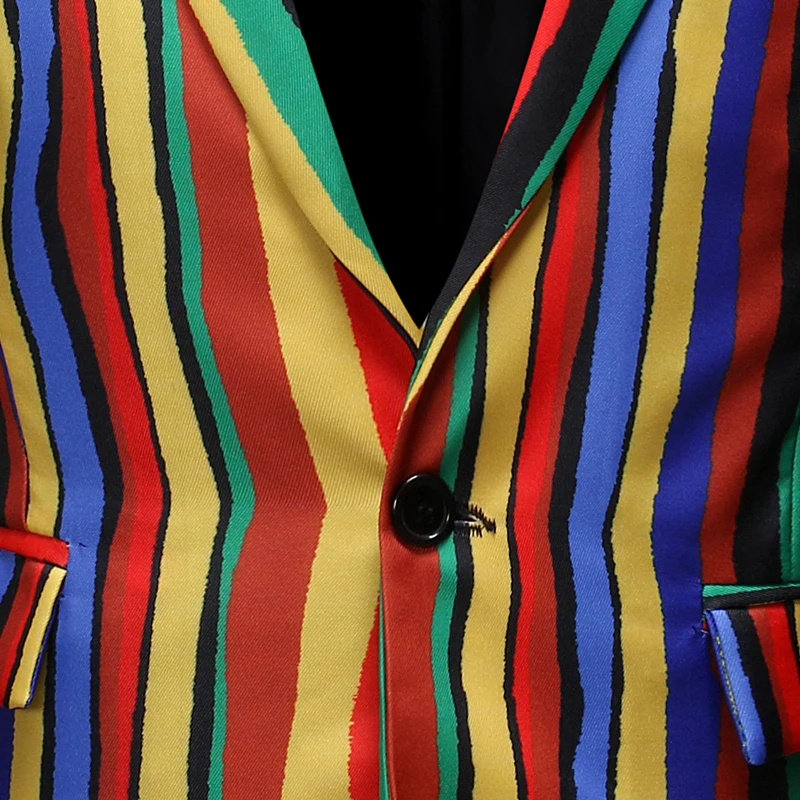 New Mens Colorful Stripe Print Blazer Design Plus Size Stylish Casual Male Slim Fit Suit Jacket Singer Prom Coat Outfit
New Mens Colorful Stripe Print Blazer Design Plus Size Stylish Casual Male Slim Fit Suit Jacket Singer Prom Coat Outfit