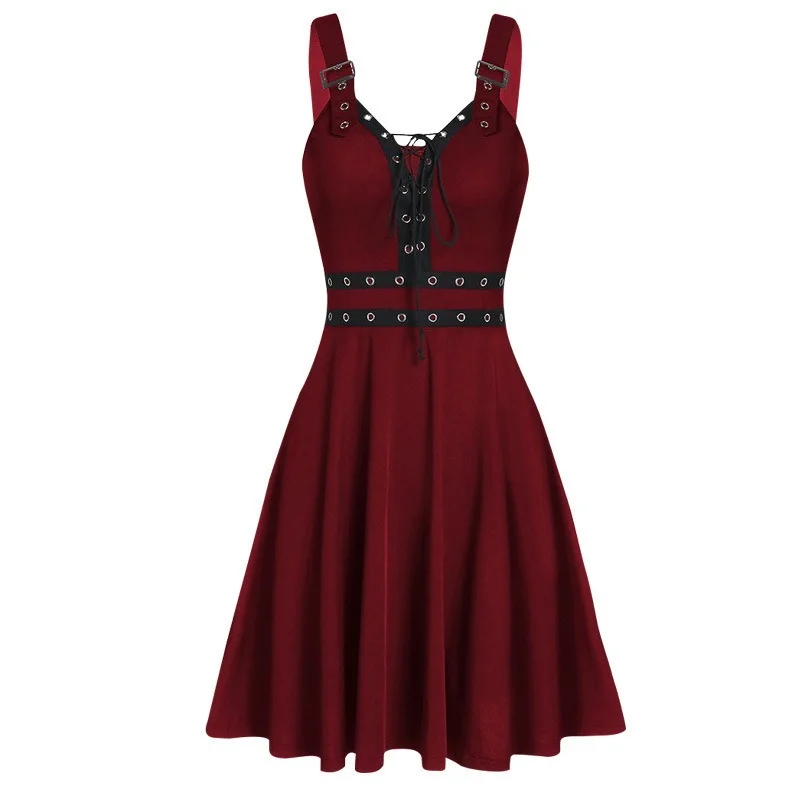 Mandylandy 2021 Ladies Fashion Dress Gothic Punk Style Stitching Belt Suspender Dress Party Skirt Corset Slim A-line Skirt Dress
Mandylandy 2021 Ladies Fashion Dress Gothic Punk Style Stitching Belt Suspender Dress Party Skirt Corset Slim A-line Skirt Dress
