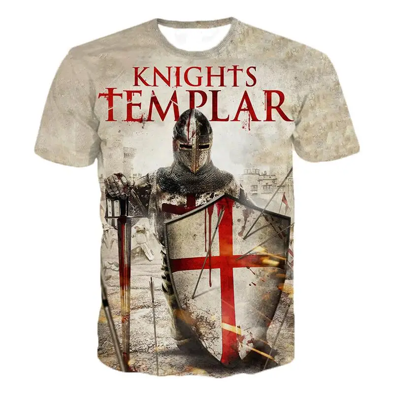 Мужская футболка с круглым вырезом Knights Templar модная повседневная коротким