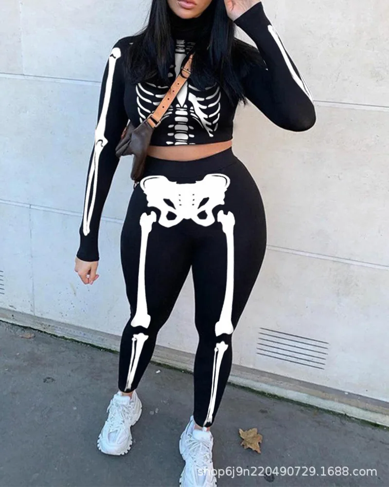 Donsignet Women Set New Autumn Suit Womens Fashion Skeleton Printed Slim Long Sleeve Suit Two Piece Sets Streetwear Women Suits
Donsignet Women Set New Autumn Suit Womens Fashion Skeleton Printed Slim Long Sleeve Suit Two Piece Sets Streetwear Women Suits