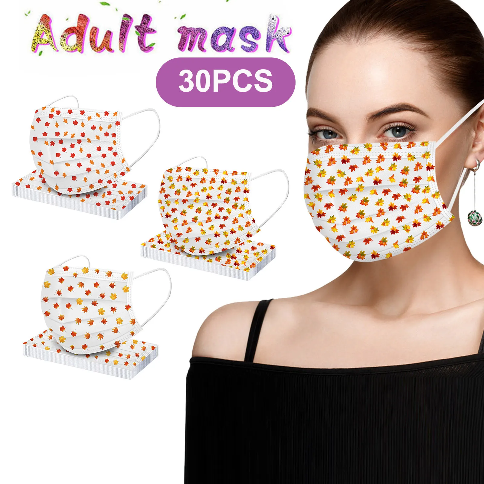 30 шт., одноразовые маски для лица унисекс 
30 шт., одноразовые маски для лица унисекс