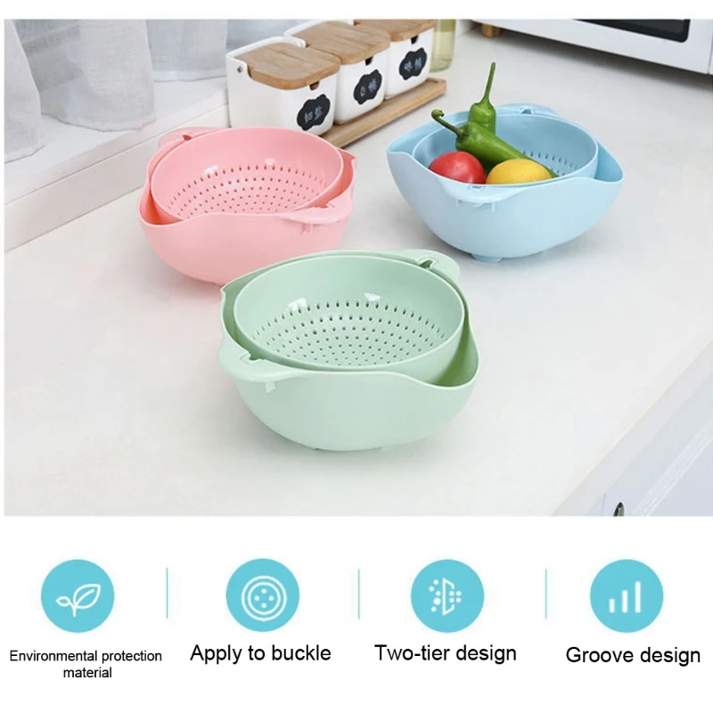 Kitchen Rotating Basin Drain Double-layer Rotatable Drain Basket with Double Handle 2 in 1 Vegetable Fruit Washing Bowl
Kitchen Rotating Basin Drain Double-layer Rotatable Drain Basket with Double Handle 2 in 1 Vegetable Fruit Washing Bowl