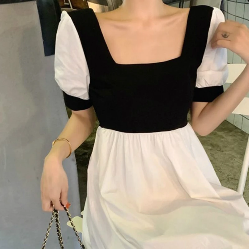 Spring Summer Short Sleeve Slash Neck Sexy Dress Women Patchwork Stylish All-match Streetwear Students Sweet Elegant A-line New
Spring Summer Short Sleeve Slash Neck Sexy Dress Women Patchwork Stylish All-match Streetwear Students Sweet Elegant A-line New