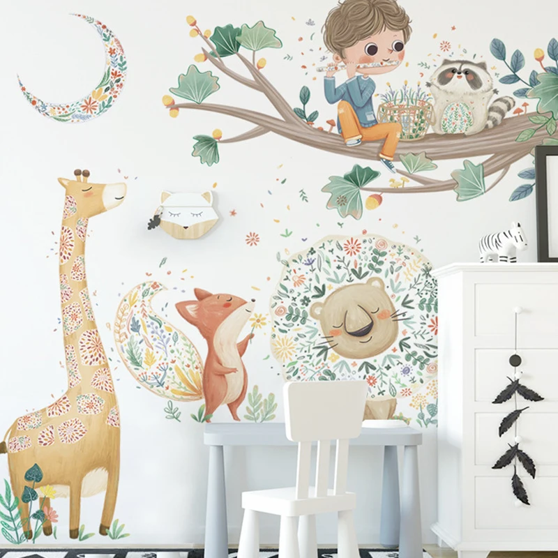 cartoon woodland wall sticker for kids room self adhesive cute deer boy on the tree wall decal living room wall mural
cartoon woodland wall sticker for kids room self adhesive cute deer boy on the tree wall decal living room wall mural