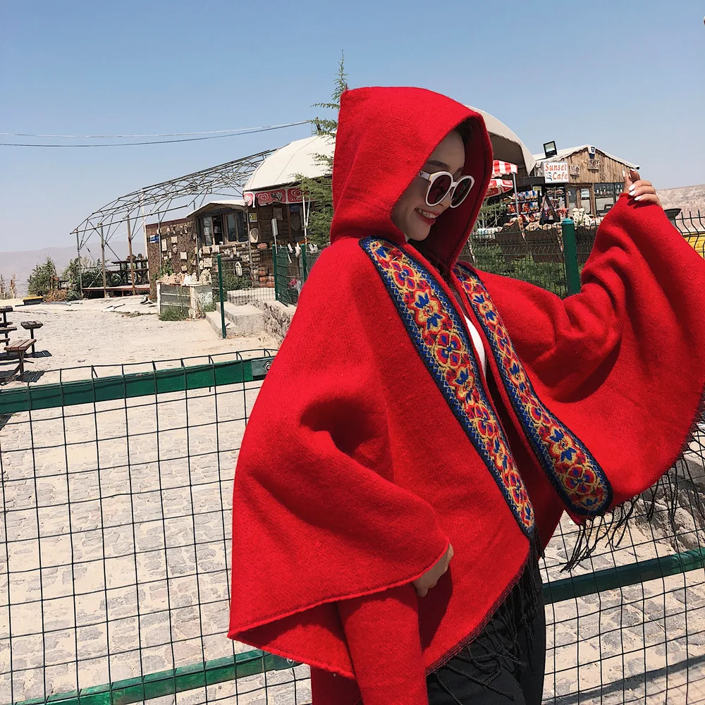 Turkish National Wear Shawl Female Hat Thickened Travel Scarf with Hood Cloak Fashion 150*130cm Red Pashmina Women Scarf
Turkish National Wear Shawl Female Hat Thickened Travel Scarf with Hood Cloak Fashion 150*130cm Red Pashmina Women Scarf