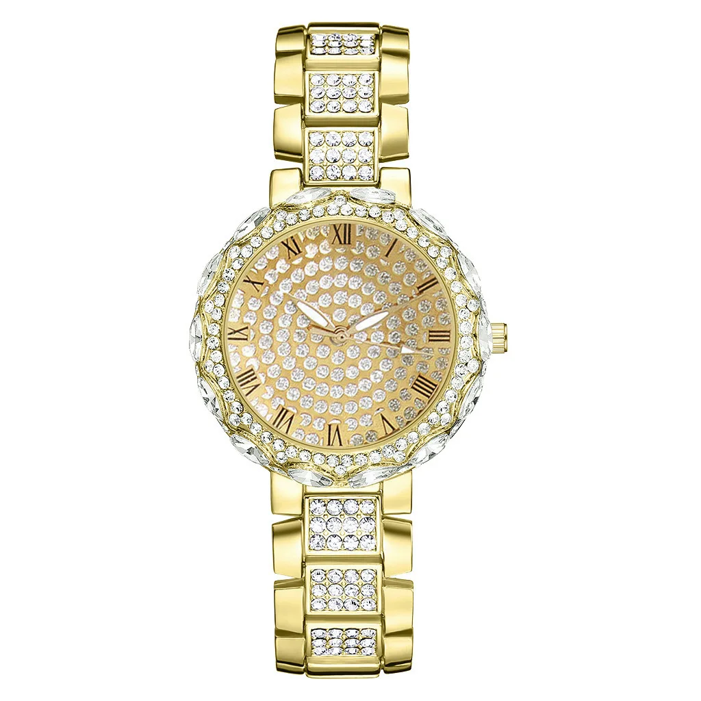 

Bangle Watches for Women Rose Gold Quartz Watch Fashion Rome Luxury Female Full Rhinestone Steel Wristwatches Relogio Masculino