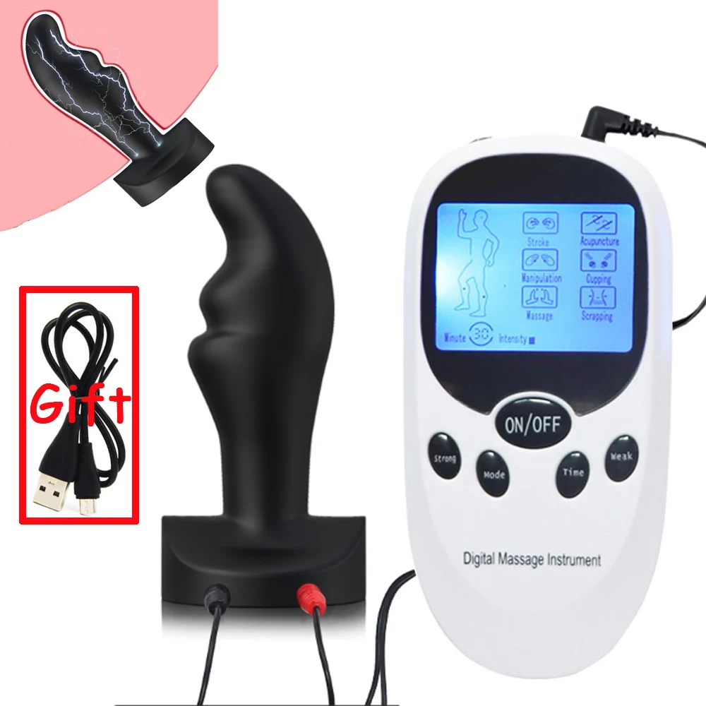 

Electric Shock Pulse Silicone Wavy Big Anal Plug Prostate Massage Stimulator Anus Vaginal Dilator SM Orgasm Sex Toys For Couples
