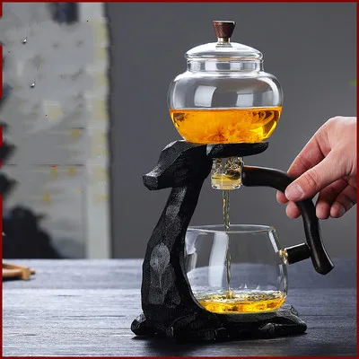 

Автоматический чайный набор лося, бытовой термостойкий стеклянный чайник для ленивых кунг-фу, для офиса, встреч, гостей, чайная утварь, бесп...