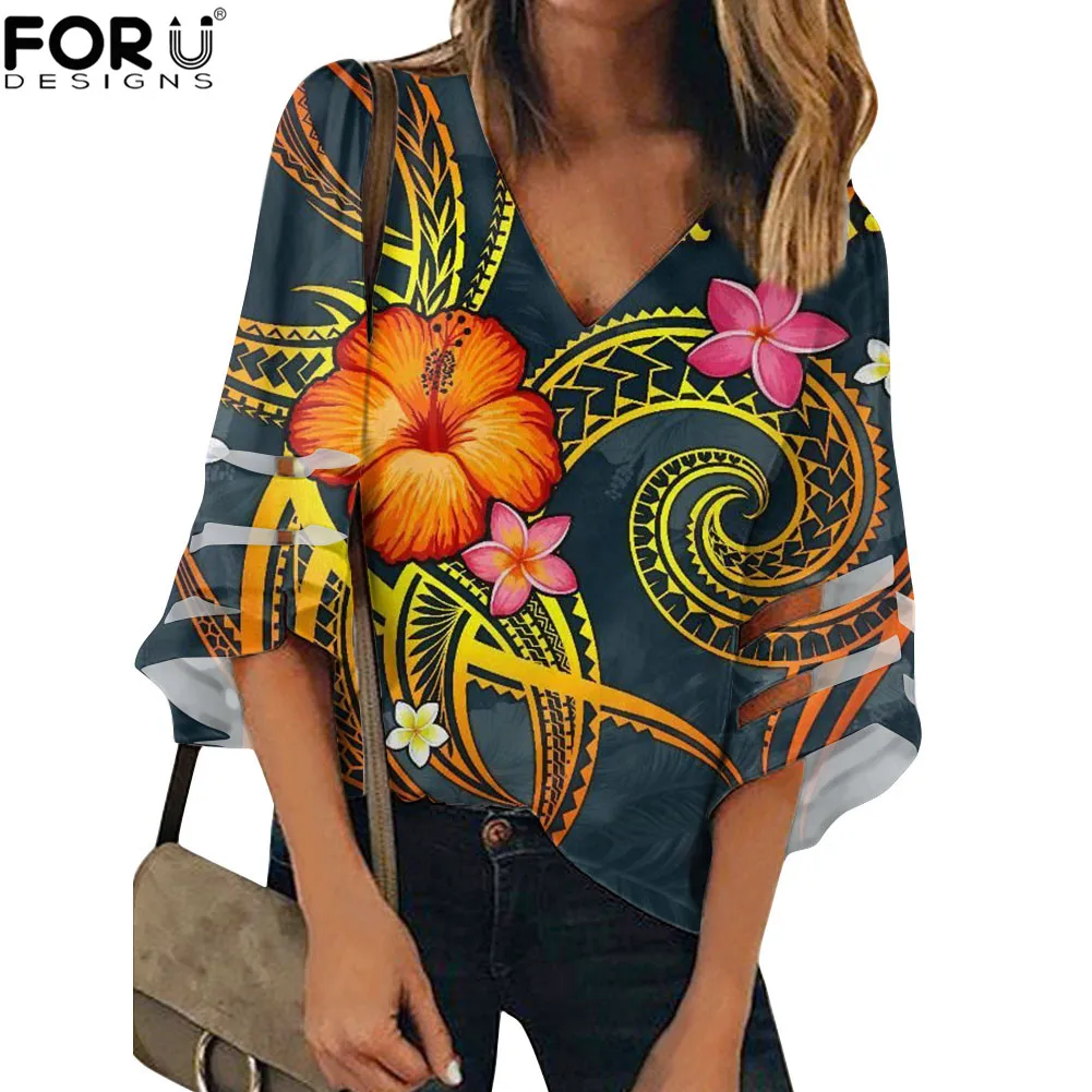 FORUDESIGNS Half Sleeve Blouse for Women Summer Fashion Breathable Loose Casual Tops Legend of American Samoa Female Shirts
FORUDESIGNS Half Sleeve Blouse for Women Summer Fashion Breathable Loose Casual Tops Legend of American Samoa Female Shirts
