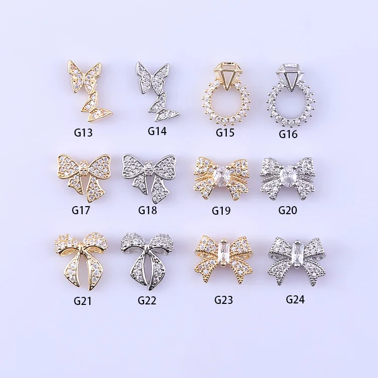 Nail Art Bow Zircon Jewelry Plated Real Gold Ribbon Nail Decoration Gold and Silver Bow Jewelry
Nail Art Bow Zircon Jewelry Plated Real Gold Ribbon Nail Decoration Gold and Silver Bow Jewelry