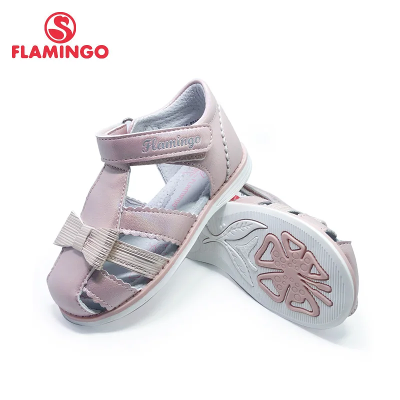 

FLAMINGO Kids Sandals For Girls Hook& Loop Flat Arched Design Chlid Casual Princess Shoes Size 26-31 For Girls 211S-Z6-2342/2343