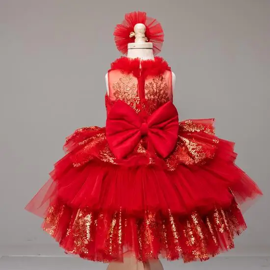 New Red Lace Tulle Flower Girl Dress for Wedding and Party Big Bow Headpieces Children Birthday Party Dress New Year Gown
New Red Lace Tulle Flower Girl Dress for Wedding and Party Big Bow Headpieces Children Birthday Party Dress New Year Gown