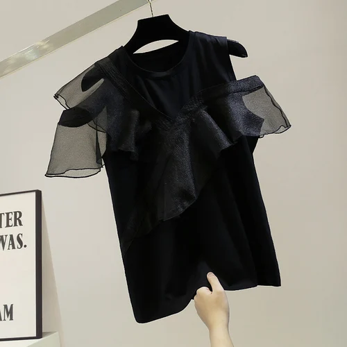 Fashion Ruffles Patch Sexy Off-Shoulder Cotton T Shirt Women Summer New Top White Black 2021 Camisetas De Mujer
Fashion Ruffles Patch Sexy Off-Shoulder Cotton T Shirt Women Summer New Top White Black 2021 Camisetas De Mujer