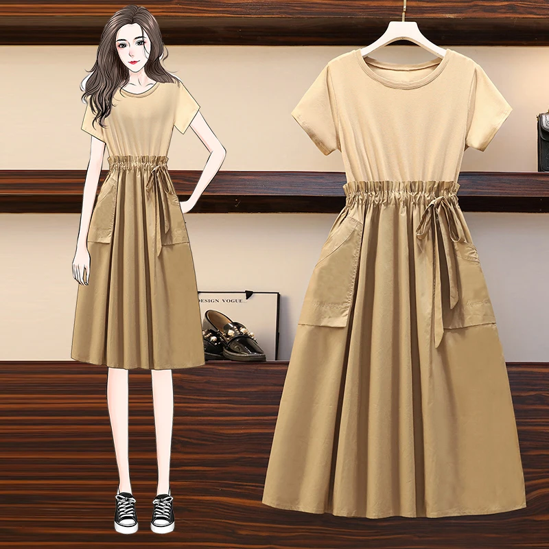 4XL Plus Size Women Cotton Dresses Summer 2021 Short Sleeve Tshirt Patchwork Drawstring High Waist Loose Casual A-Line Dress 
4XL Plus Size Women Cotton Dresses Summer 2021 Short Sleeve Tshirt Patchwork Drawstring High Waist Loose Casual A-Line Dress