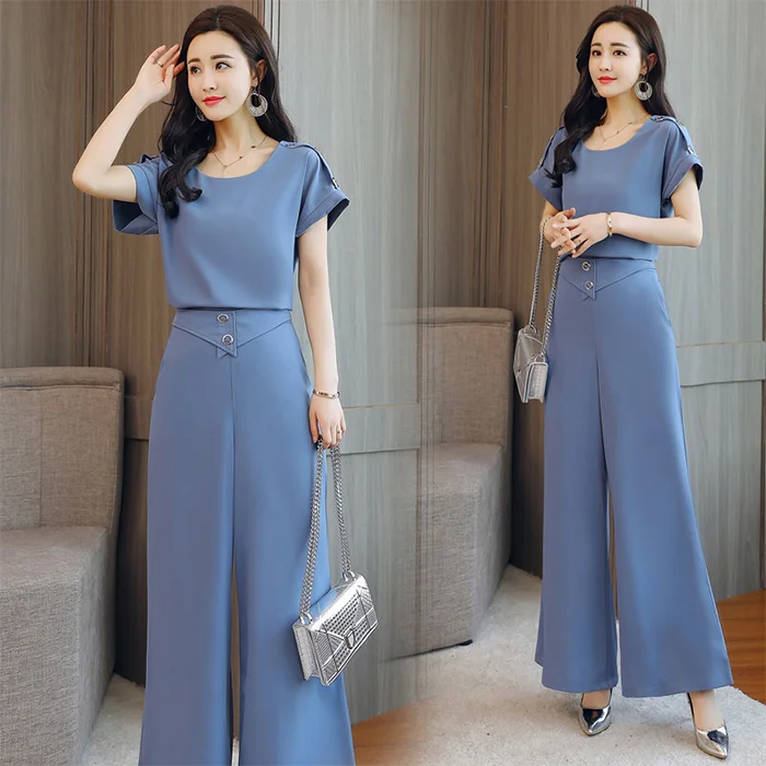 Women Summer Fashion Solid Sets Casual Chiffon Shirts Top + Ankle-length Pants Suit Korean Office Lady Slim 2 Piece Sets W130
Women Summer Fashion Solid Sets Casual Chiffon Shirts Top + Ankle-length Pants Suit Korean Office Lady Slim 2 Piece Sets W130