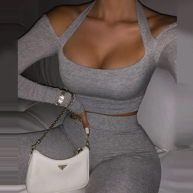 2021 New Women Sexy Fashion Off Shoulder Halter Pullover Tops And Long Pants Suits Lady Elegant Solid Two Piece Set Bodycon Suit
2021 New Women Sexy Fashion Off Shoulder Halter Pullover Tops And Long Pants Suits Lady Elegant Solid Two Piece Set Bodycon Suit