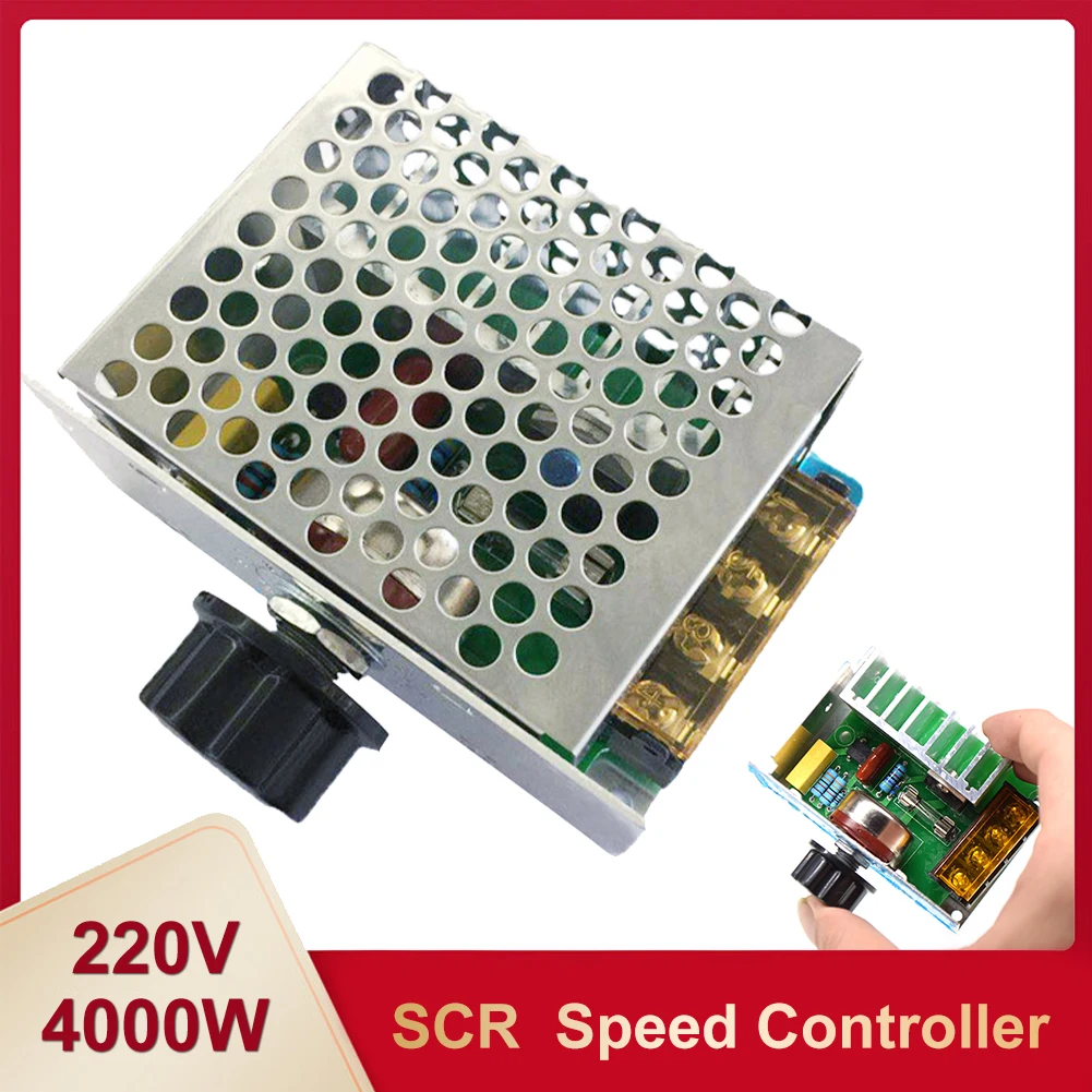 AC 220V 4000W Thyristor Voltage Regulator Speed Temperature Light Volt Dimmer Adjuster Controller Easy & Safe to Use High Power
AC 220V 4000W Thyristor Voltage Regulator Speed Temperature Light Volt Dimmer Adjuster Controller Easy & Safe to Use High Power