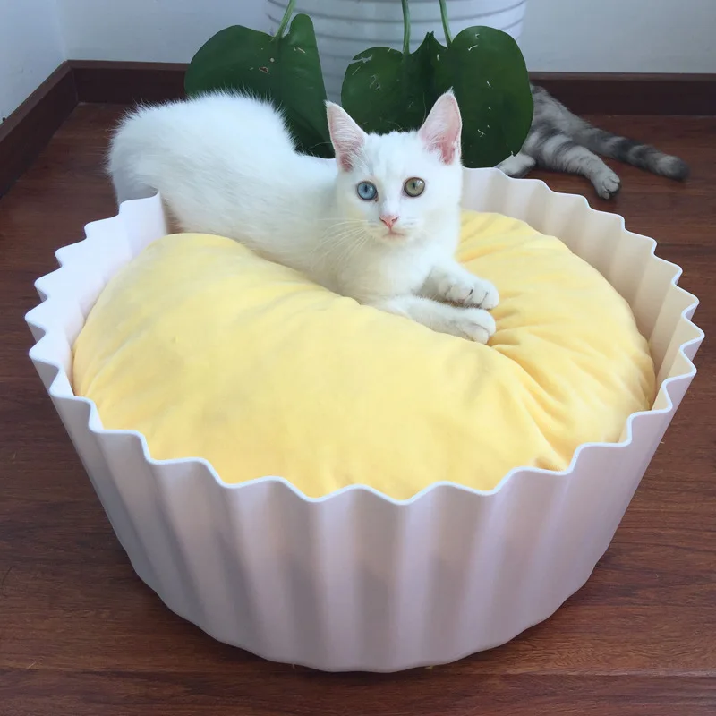 

Round Cat Litter Egg Tart Four Seasons Universal Pet Litter Kennel Pad Removable Washable Cat Bed to Keep Warm In Winter חתולים