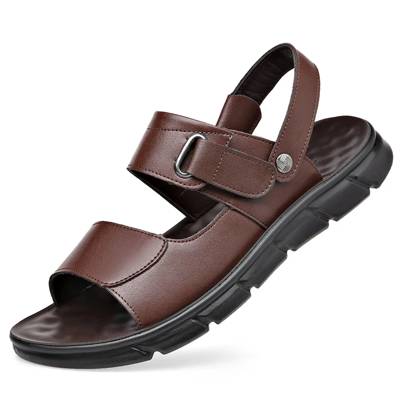 Genuine Leather Sandals Men Summer Shoes Flat Non-slip Mens Beach Sandals Soft Leather Shoes Summer Holiday Male Footwear KA3523 
Genuine Leather Sandals Men Summer Shoes Flat Non-slip Mens Beach Sandals Soft Leather Shoes Summer Holiday Male Footwear KA3523