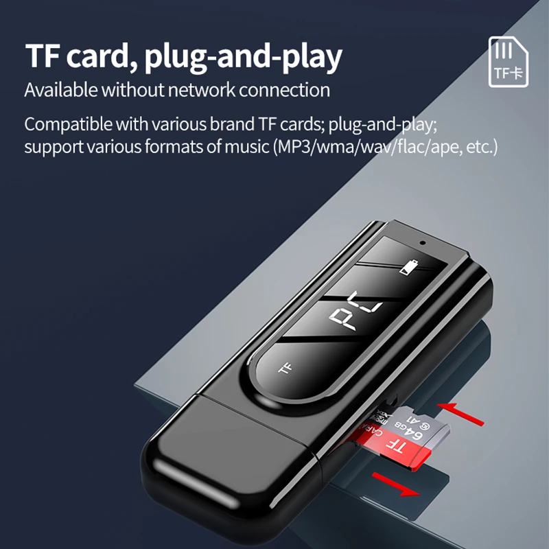 Bluetooth 5 0 приемник передатчик светодиодный автомобильный FM модулятор кардридер 3