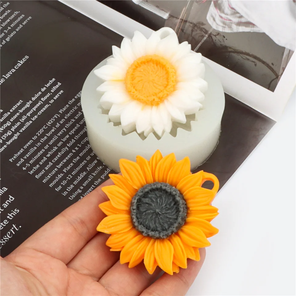

Sunflower Silicon Candle Soap Mold Bloom Wedding Ornaments Embossed Aroma Plaster 3D Stereo DIY Handmade Tool Dried Making Cake