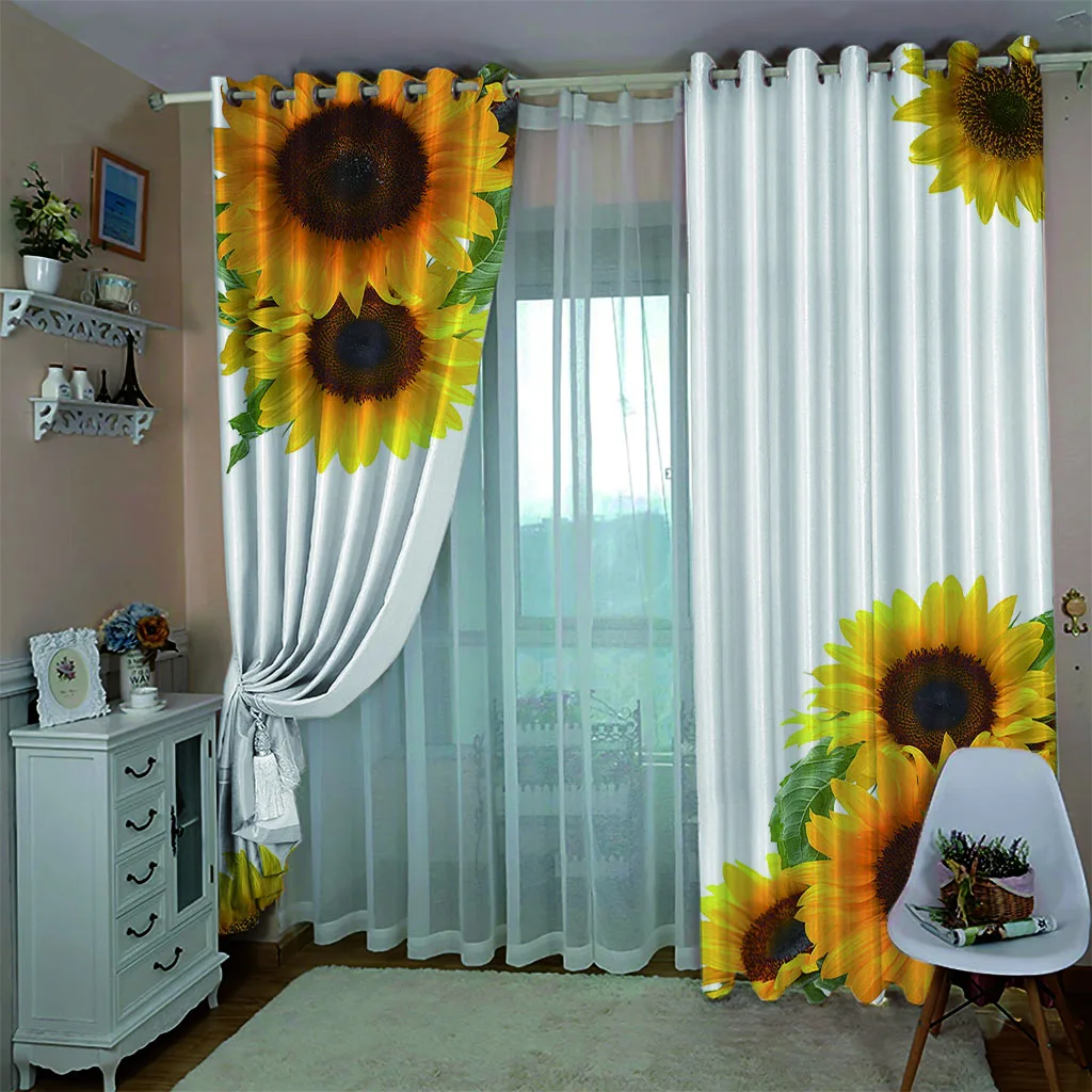 Solid color curtain White background flowers sunflower print Customized 3D Blackout Curtains Living Room Bedroom Hotel Window
Solid color curtain White background flowers sunflower print Customized 3D Blackout Curtains Living Room Bedroom Hotel Window
