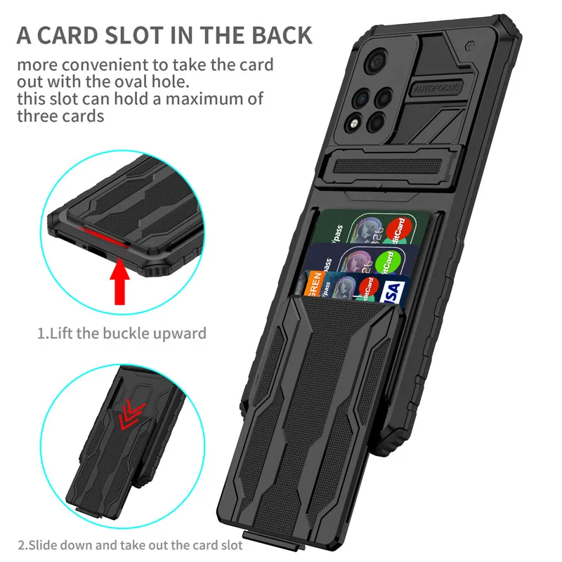 For Xiaomi Redmi Note 11 Pro Plus Case Armor Shockproof Stand Protection Phone Case For Redmi Note11 With Card Slot Back Cover
For Xiaomi Redmi Note 11 Pro Plus Case Armor Shockproof Stand Protection Phone Case For Redmi Note11 With Card Slot Back Cover
