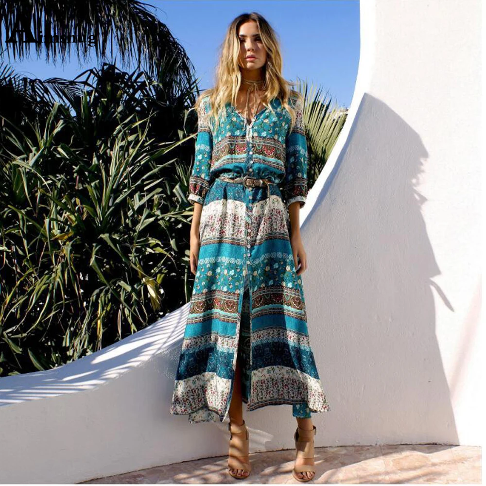 Vintage Flower Print Sweet Dress For Women Long Sleeve V-Neck Party Dress 2021 Summer New Patchwork Long Maxi Dresses Femme
Vintage Flower Print Sweet Dress For Women Long Sleeve V-Neck Party Dress 2021 Summer New Patchwork Long Maxi Dresses Femme