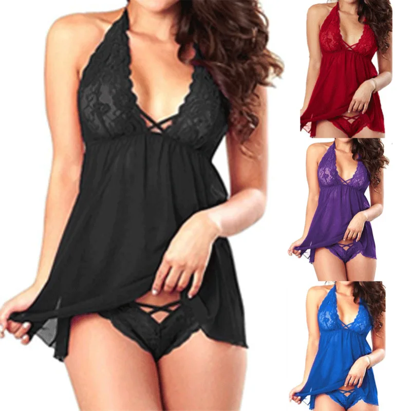 Plus size S-2XL Sexy Lace Halter Lingerie Women's Lace V-Neck Underwear Sexy Lingerie Hot Erotic Babydoll Sleep Dress
Plus size S-2XL Sexy Lace Halter Lingerie Women's Lace V-Neck Underwear Sexy Lingerie Hot Erotic Babydoll Sleep Dress