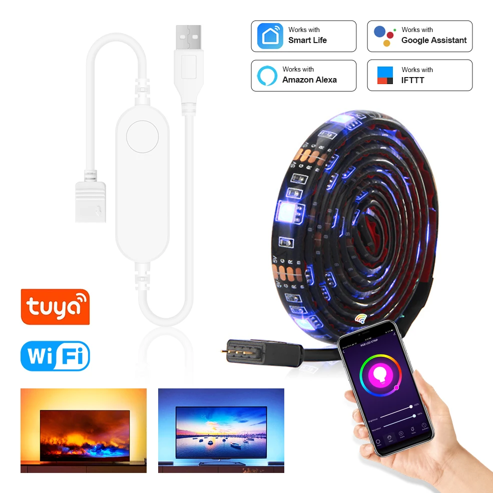 USB LED Strip DC 5V 50CM 1M 2M Tuya Smart Wifi Flexible Light Lamp Alexa Google Assistant Desk Decor Screen TV Background Light
USB LED Strip DC 5V 50CM 1M 2M Tuya Smart Wifi Flexible Light Lamp Alexa Google Assistant Desk Decor Screen TV Background Light