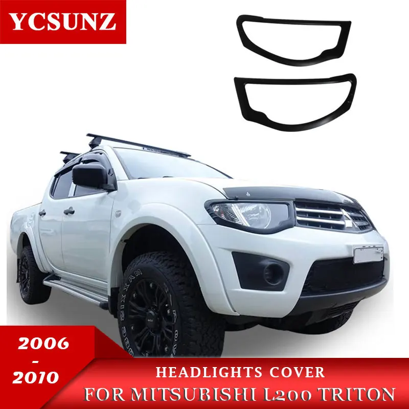 Матовая черная накладка на фары для Mitsubishi L200 Triton 2006 2007 2008 2009 2010 автомобильный