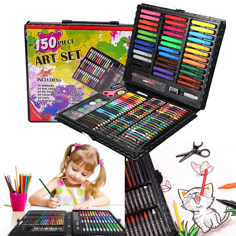 

TIPTOP 150pcs Watercolor Pencils Crayons Children Drawing Tools Marker Pen Crayon Pencil Supplies Painting Arts Set for Kids