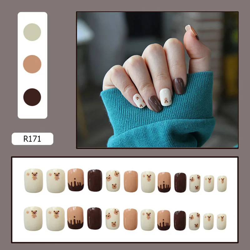 24pcs/Set Fake Nails Cute Bear Dog Leaf False Nails With Glue Wearable Removable Full Cover Short Artificial Hакладные Hогти
24pcs/Set Fake Nails Cute Bear Dog Leaf False Nails With Glue Wearable Removable Full Cover Short Artificial Hакладные Hогти