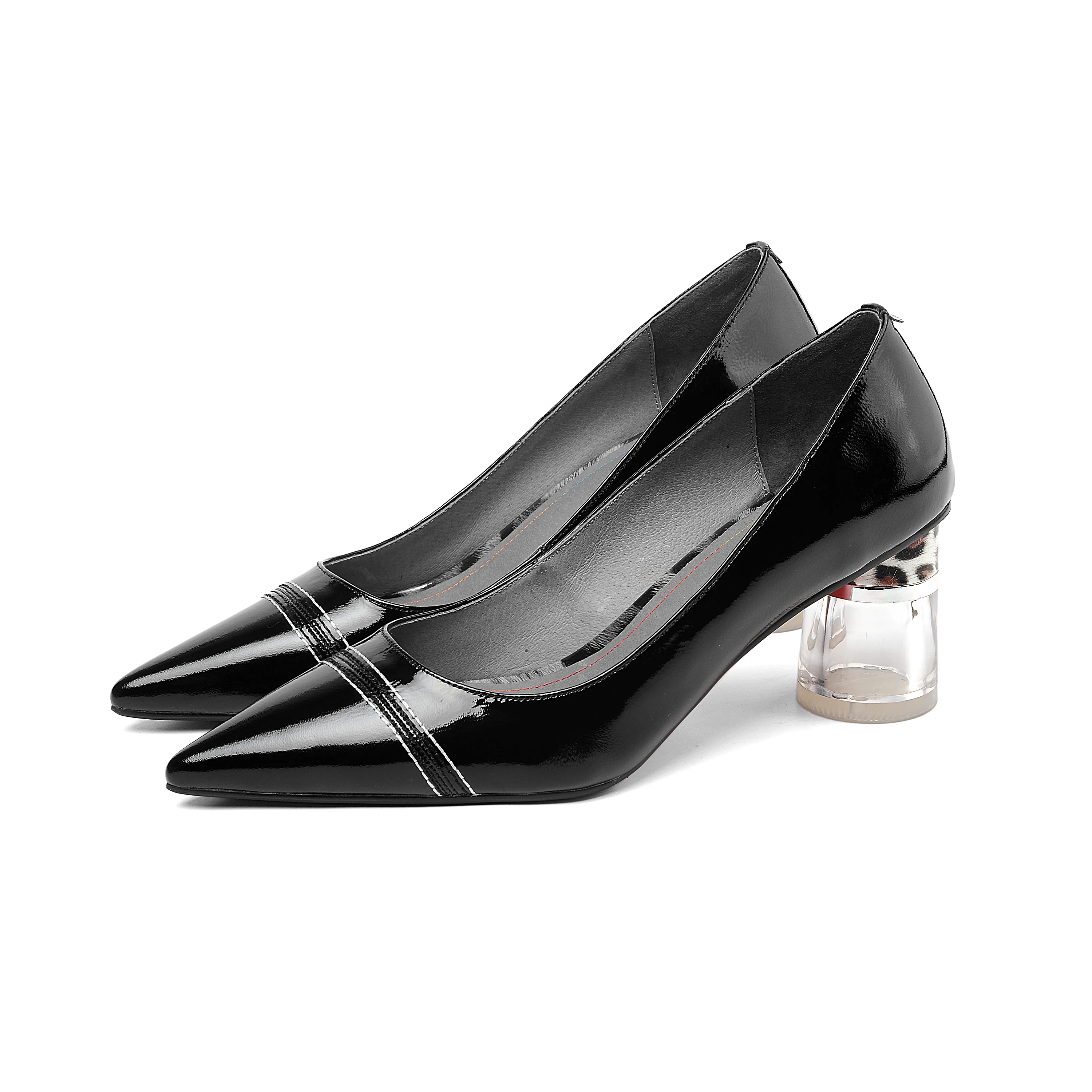 Genuine Leather Woman Round Heels High Heels Boat Shoes Solid Color Pointed Toe Pumps Patent Leather Ladies Shoes Zapatos Mujer
Genuine Leather Woman Round Heels High Heels Boat Shoes Solid Color Pointed Toe Pumps Patent Leather Ladies Shoes Zapatos Mujer