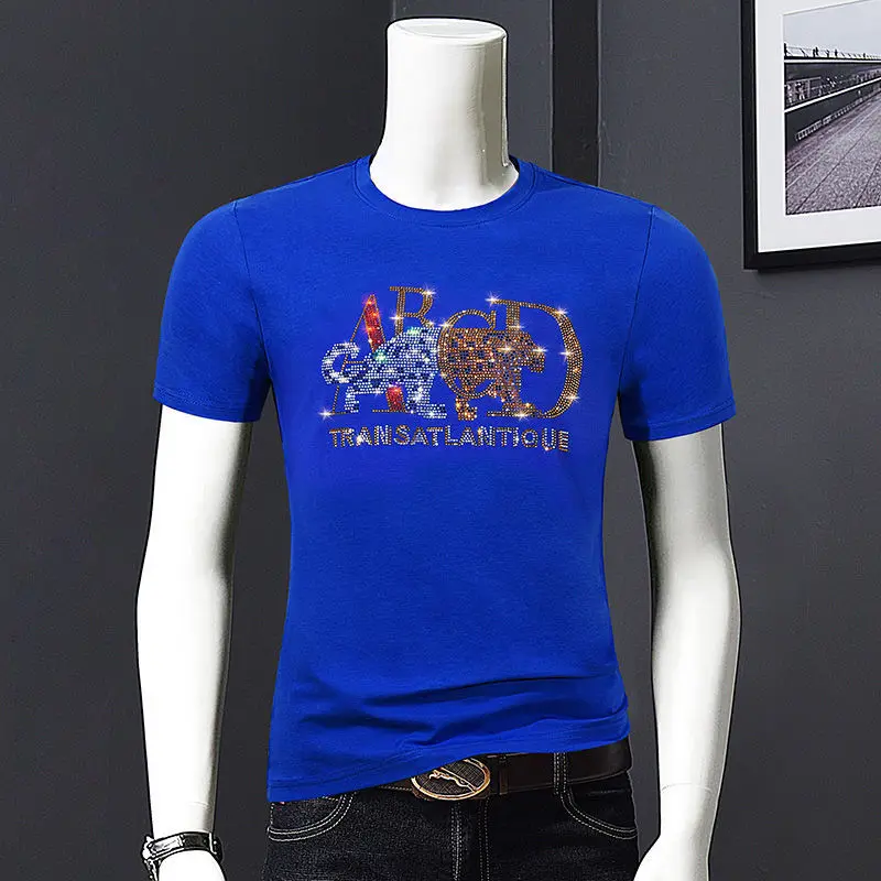 2021 new short-sleeved t-shirt men's hot diamond plus size printing men's youth tide brand pullover shirt handsome
2021 new short-sleeved t-shirt men's hot diamond plus size printing men's youth tide brand pullover shirt handsome