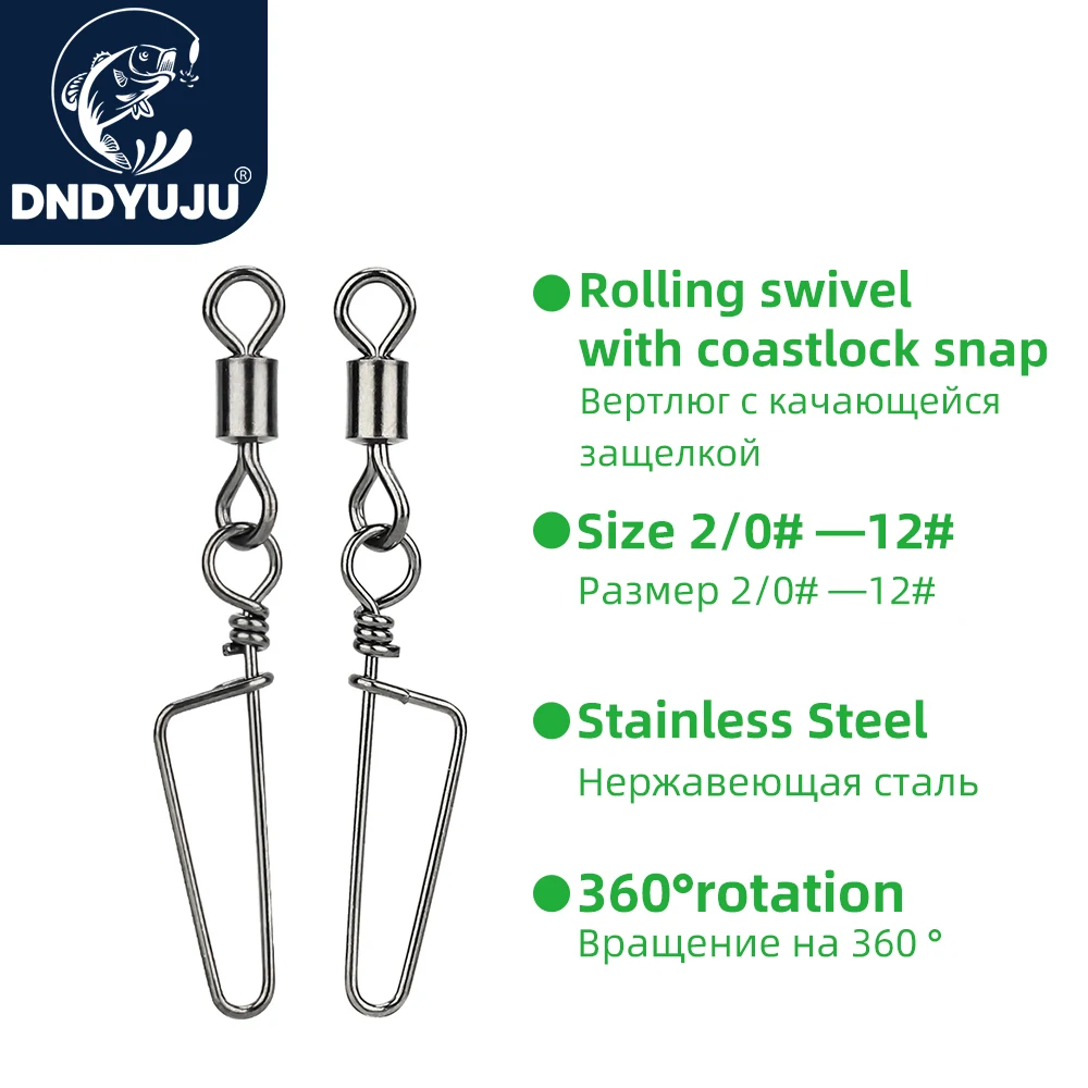 DNDYUJU Fishing Accessories Rolling Swivel with Coastlock Snap Stainless Steel Swivels Solid Ring Terminal Tackle Connector
DNDYUJU Fishing Accessories Rolling Swivel with Coastlock Snap Stainless Steel Swivels Solid Ring Terminal Tackle Connector