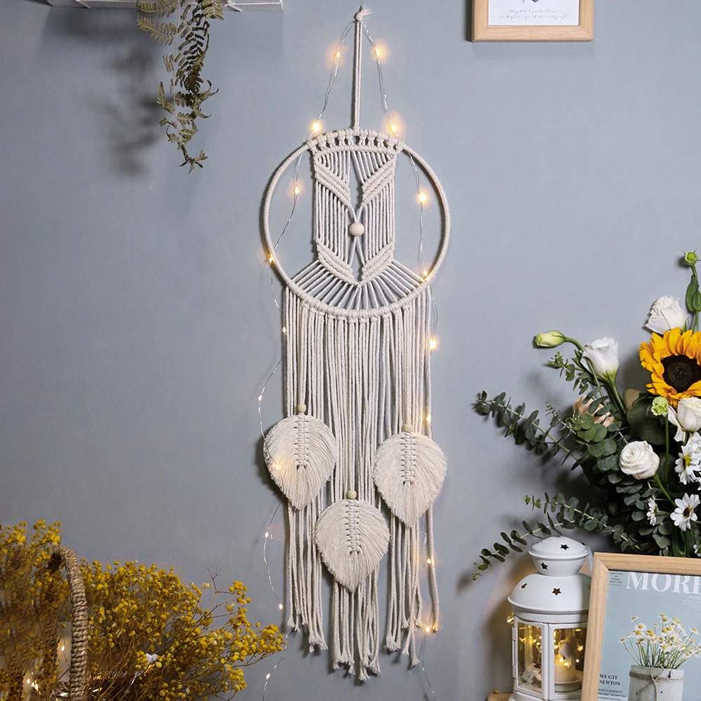 Leaf Macrame Dream Catcher Boho Home Decor Room Decoration Kids Baby Bedroom Decoration Handmade Wall Art Decor With Light
Leaf Macrame Dream Catcher Boho Home Decor Room Decoration Kids Baby Bedroom Decoration Handmade Wall Art Decor With Light